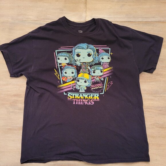 Stranger Things Netflix Funko Pop T-Shirt Men's XL Black Retro Graphic Tee - Picture 1 of 5